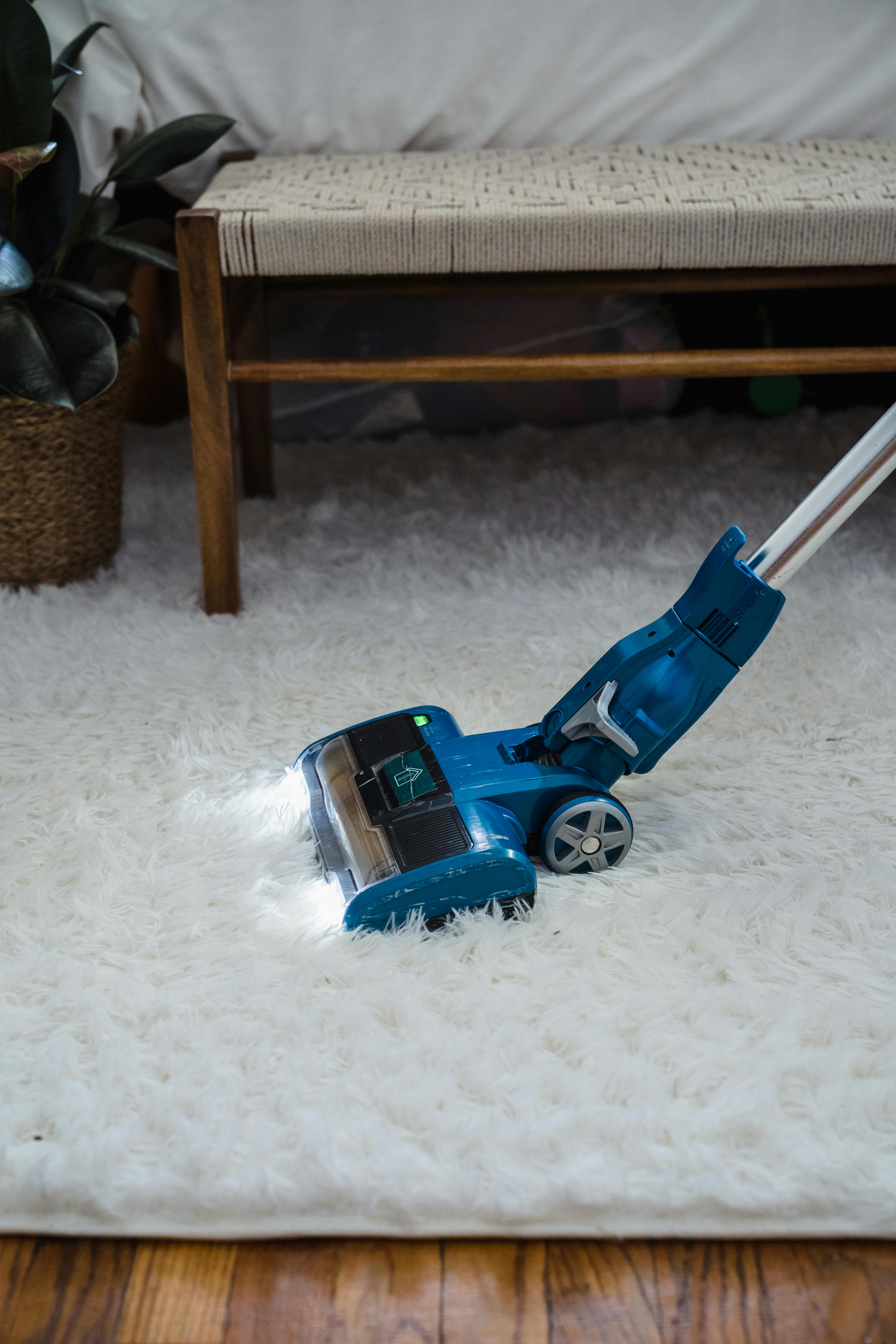 Detailed carpet cleaning on stairs in a Calgary home